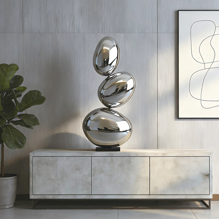 Contemporary Mirror Polished Stainless Steel Tabletop Sculpture 