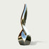 Abstract Silver Vessel Stainless Steel Sculpture on a white background
