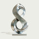 Fluid Infinity Loop Stainless Steel Sculpture on a light gray background
