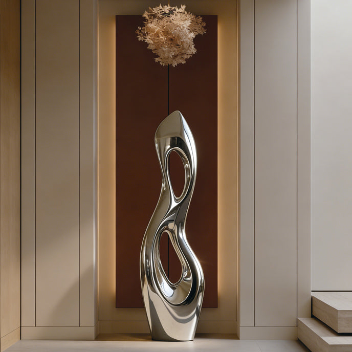 Abstract Mirror Polished Stainless Steel Sculpture 