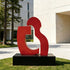 Contemporary Red Puzzle Abstract Stainless Steel Sculpture in a Commercial Courtyards