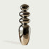 Mirror Polished Balancing Stone Stainless Steel Sculpture on a white background