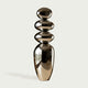 Mirror Polished Balancing Stone Stainless Steel Sculpture on a white background