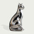 Sleek Minimalist Cat Statue Stainless Steel Sculpture on a white background