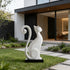 Stainless Steel Curled Tail Cat Large Outdoor Statues Animal Sculpture in a luxury courtyard