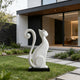 Stainless Steel Curled Tail Cat Large Outdoor Statues Animal Sculpture in a luxury courtyard