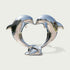 Romantic Heart Shaped Leaping Dolphins Stainless Steel Sculptures on a white background