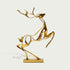Openwork Golden Stag Abstract Stainless Steel Sculpture set against a light gray background.