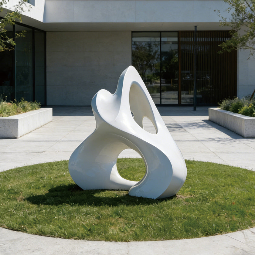 INFINITY Hollow Pure White Organic Form Stainless Steel Sculpture For Modern Plaza IS-139