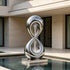Infinity Loop Water Fountain Mirror Polished Stainless Steel Sculpture 