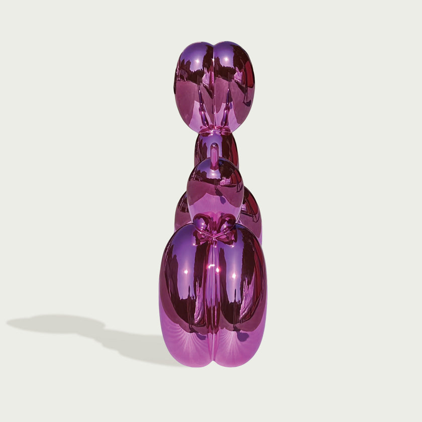 INFINITY Exquisite Purple Balloon Animal Stainless Steel Indoor Dog Statue For Luxury Apartments IS-067