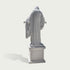 White granite Jesus Christ statue viewed from the back, featuring flowing robes, detailed carving, raised arms, and classic religious outdoor sculpture design