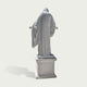 White granite Jesus Christ statue viewed from the back, featuring flowing robes, detailed carving, raised arms, and classic religious outdoor sculpture design