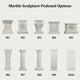 Various marble sculpture pedestals labeled M1 to M10 on a white background